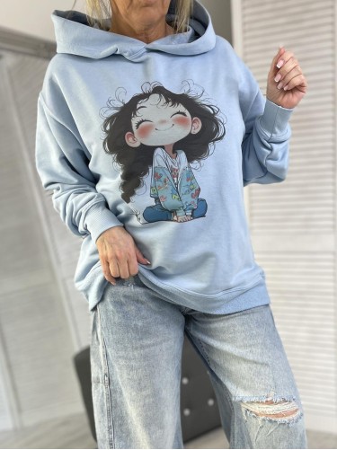 BLUZA OVERSIZE TOSIA KAPTUR BLUE