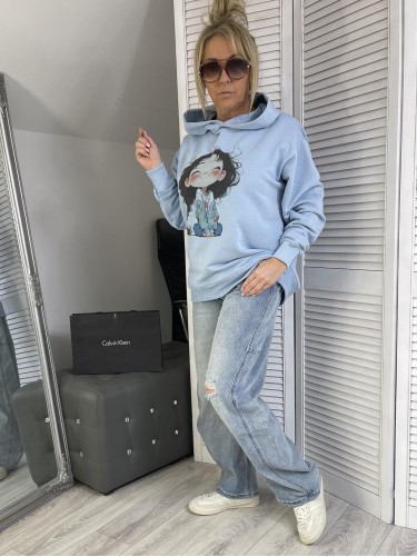 BLUZA OVERSIZE TOSIA KAPTUR BLUE