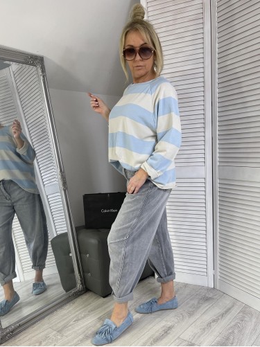 BLUZKA MUMU PASKI BLUE&GREY