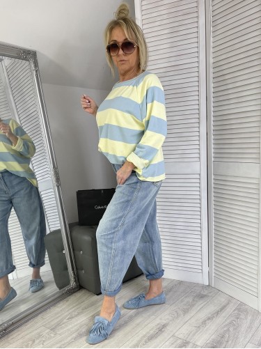 BLUZKA MUMU PASKI YELLOW&BLUE