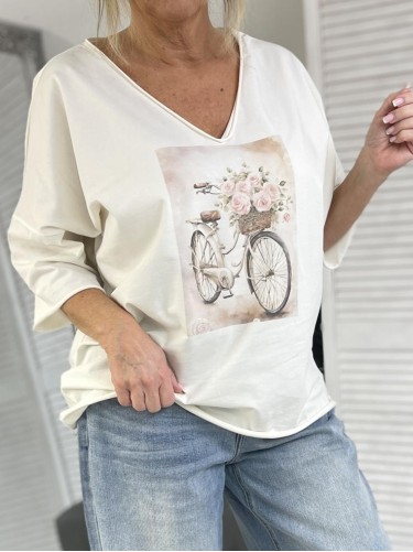 BLUZKA OVERSIZE BICYKLE BEIGE&EKRU+SIZE