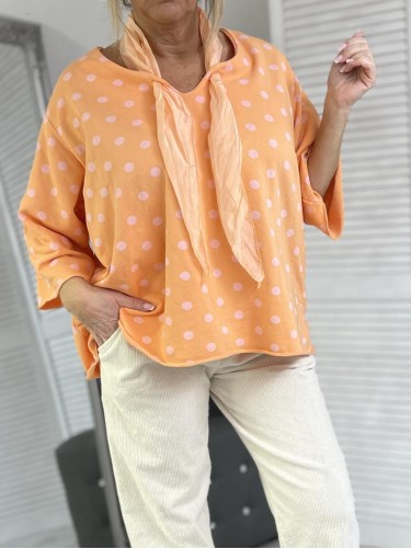 BLUZKA ITALY MUJEA GROSZKI ORANGE+SIZE
