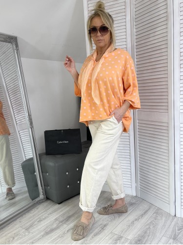 BLUZKA ITALY MUJEA GROSZKI ORANGE+SIZE