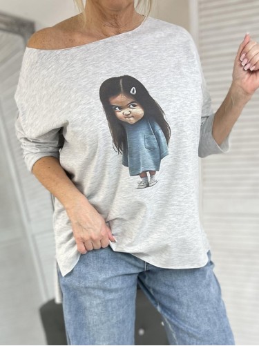 BLUZKA LASER FOCH GREY MELANŻ