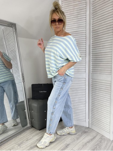 BLUZKA PASKI MUJE LASER MIĘTA