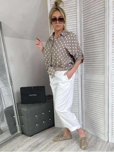 SPODNIE ITALY D-STYLE WHITE