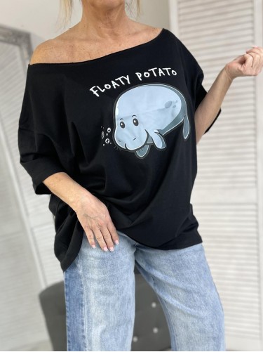 BLUZKA FLOATY POTATO BLACK + SIZE