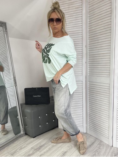 BLUZKA LASER GREEN LEAVES MIĘTA