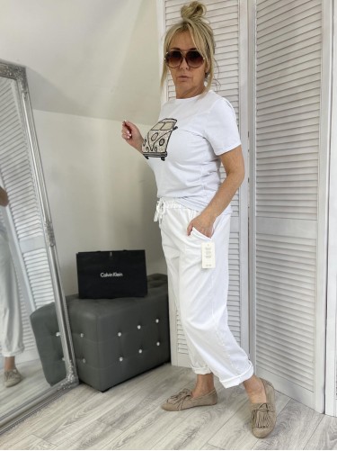 T-SHIRT GARBI BEIGE & WHITE