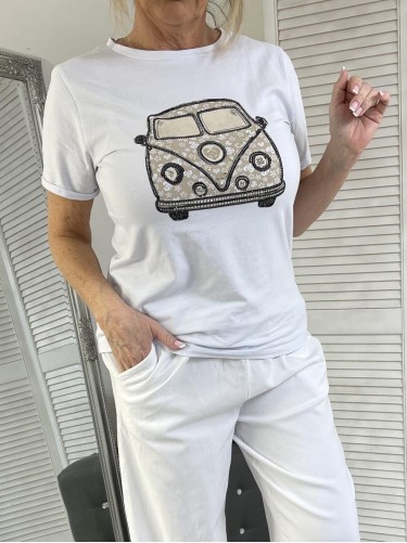 T-SHIRT GARBI BEIGE & WHITE