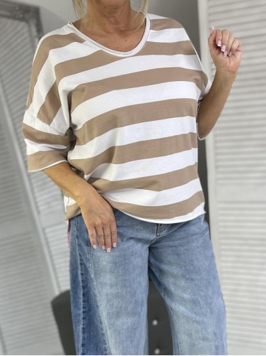 BLUZKA PASY MICHELLE WHITE&MOCCA