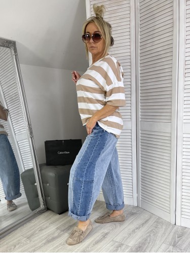 BLUZKA PASY MICHELLE WHITE&MOCCA