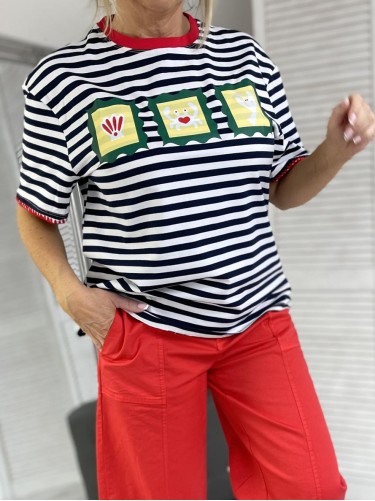 BLUZKA PASKI LOUIS GRANAT&WHITE