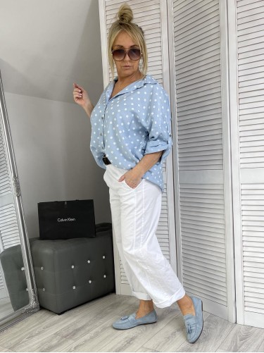 SPODNIE NEST &PASEK WHITE