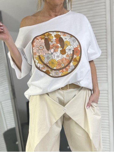 BLUZKA OVERSIZE UŚMIECH WHITE + SIZE