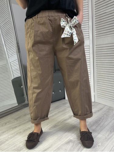 SPODNIE ITALY ZAWIESZKA MOCCA