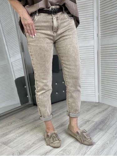 SPODNIE  JEANS MOM MOCCA