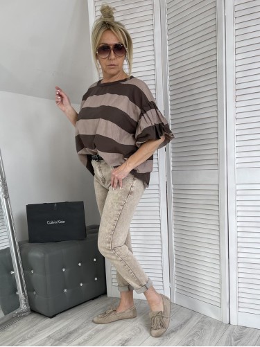 SPODNIE  JEANS MOM MOCCA