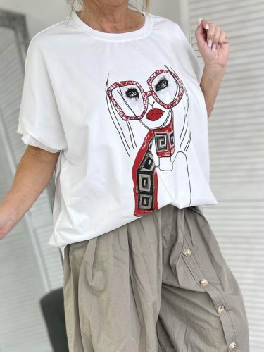 BLUZKA OVERSIZE FLY OUT + SIZE WHITE