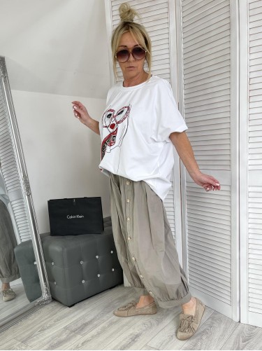 BLUZKA OVERSIZE FLY OUT + SIZE WHITE