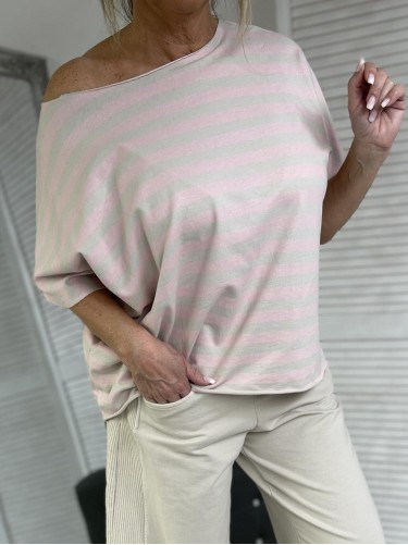 BLUZKA MUMU PASKI BEIGE&PUDER