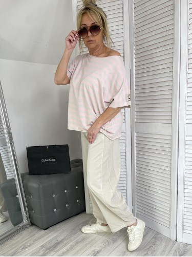 BLUZKA MUMU PASKI BEIGE&PUDER