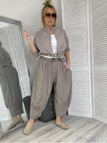 SPODNIE ITALY LILI LEN FANGO