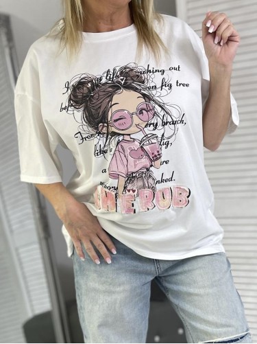 T-SHIRT OKULARNICA EKRU