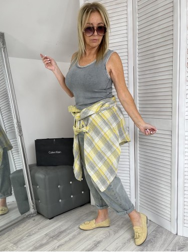 KOSZULA KRATKA LANLAN YELLOW&GREY