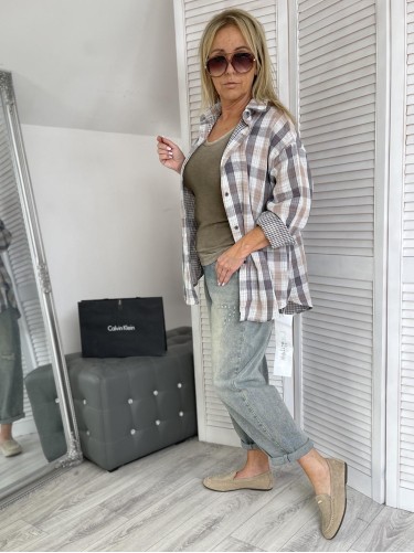 KOSZULA KRATKA LANLAN BEIGE&GREY