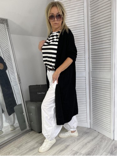 BLUZKA ITALY PASKI CLASSIC BLACK&EKRU