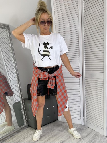 T-SHIRT CAT WHITE