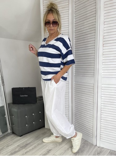 BLUZKA PASY MICHELLE GRANAT&WHITE