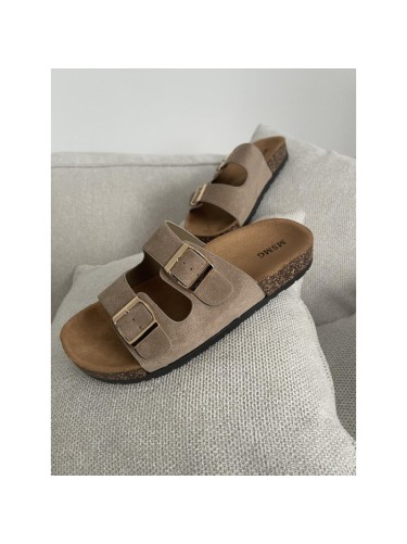 KLAPKI CHODAKI STYL EKO-ZAMSZ BEIGE