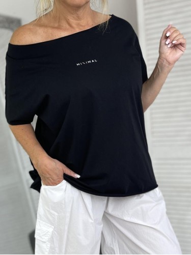 BLUZKA LASER MINIMAL KRÓTKI BLACK