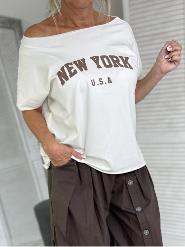 BLUZKA LASER NEW YORK KRÓTKI WHITE
