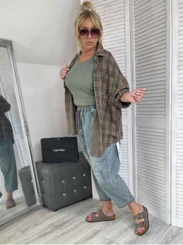 KOSZULA KRATKA LANLAN KHAKI&MOCCA