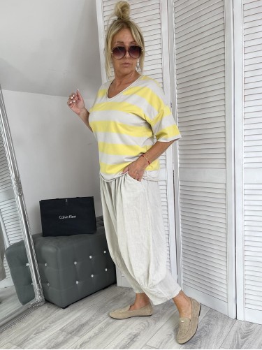 BLUZKA PASY MICHELLE YELLOW&BEIGE