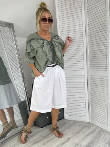 BLUZKA MUJEA FALBANKA DEKATYZ KHAKI