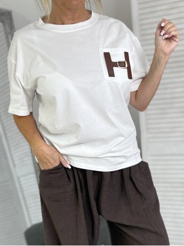BLUZKA T-SHIRT HERME WHITE