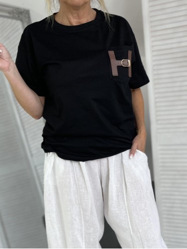 BLUZKA T-SHIRT HERME BLACK