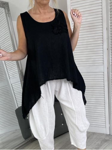 TOP ASYMETRIC LEN BLACK