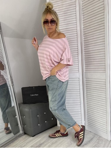 BLUZKA PASKI MUJE LASER PINK