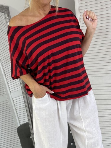 BLUZKA PASKI MUJE LASER RED&GRANAT