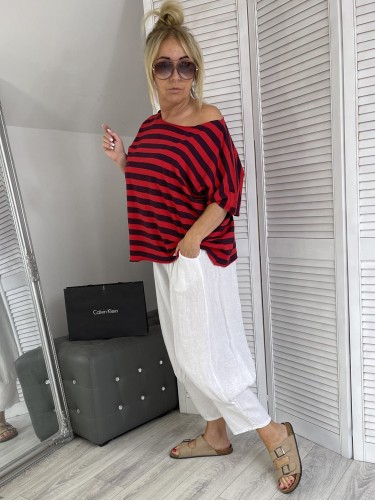 BLUZKA PASKI MUJE LASER RED&GRANAT