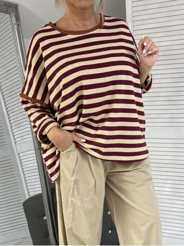BLUZKA MUMU PASKI BEIGE&WINO