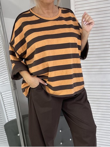 BLUZKA MUMU PASKI ORANGE&BRONZE