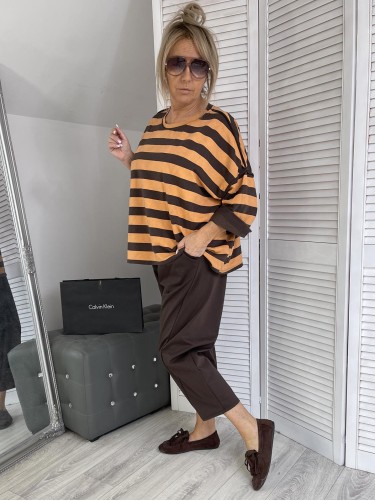 BLUZKA MUMU PASKI ORANGE&BRONZE