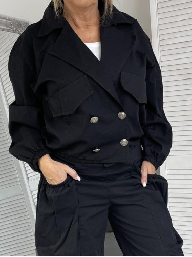 KURTKA ITALY TRENCZ BLACK