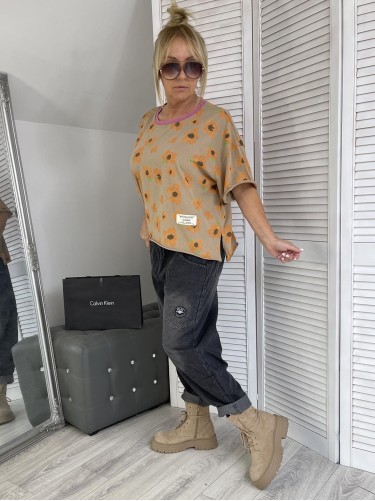 BLUZKA FLOVERS JOY CAMEL